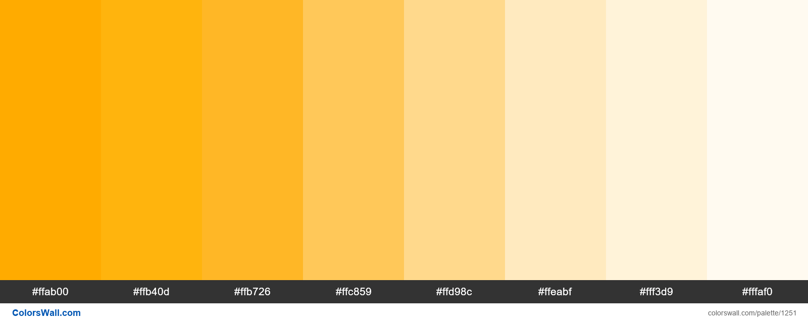 Yellow shades palette - #1251
