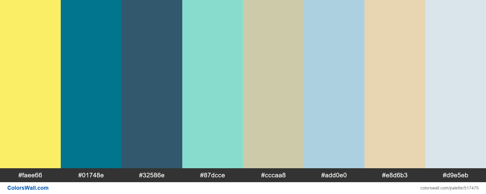 Yellowish, Amulet Gem, Endless Sea, Tantalizing Teal, Thistle Green, Flemish Blue palette - #517475